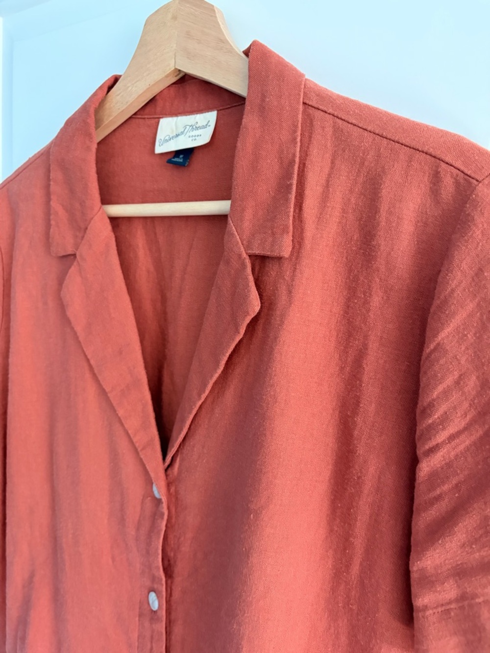 Universal Thread Rust Orange Button-Down Linen Shirt